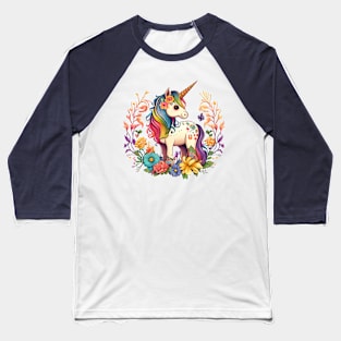 Cute Floral Unicorn Baseball T-Shirt